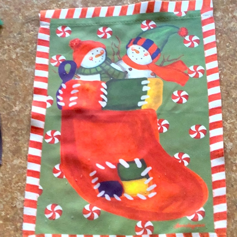 LARGE STOCKING WITH TWO DARLING SNOWMEN INSIDE